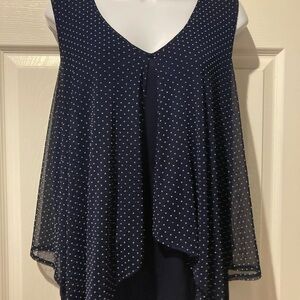Ladies Green Envelope Navy Swiss Dot Blouse